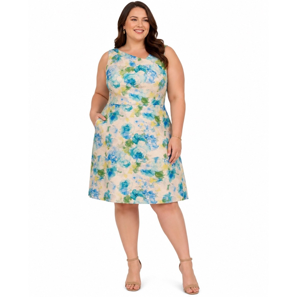 NWT‎ Adrianna Papell Floral Jacquard Dress Size 18